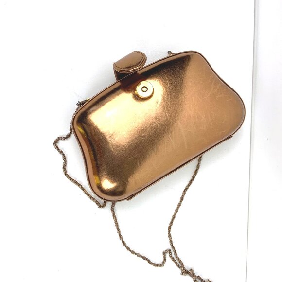 Vintage La Regale Rose Gold Clutch Hard Case Crossbody Chain Strap - Picture 7 of 16